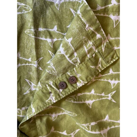 Columbia Sportswear Fish Print Shirt Men’s XL Green Barracuda Retro Beach Casual - Picture 8 of 9